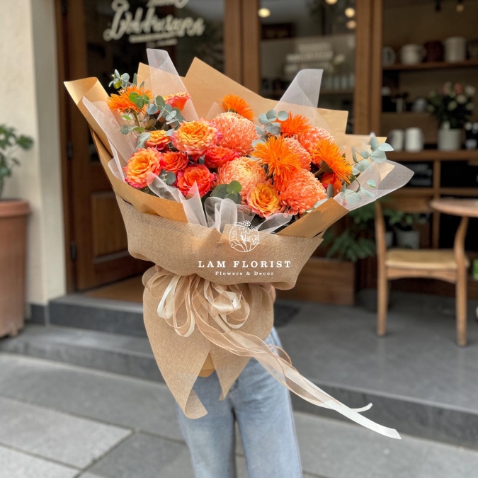 Bó Hoa Sinh Nhật Tone Cam Rực Rỡ