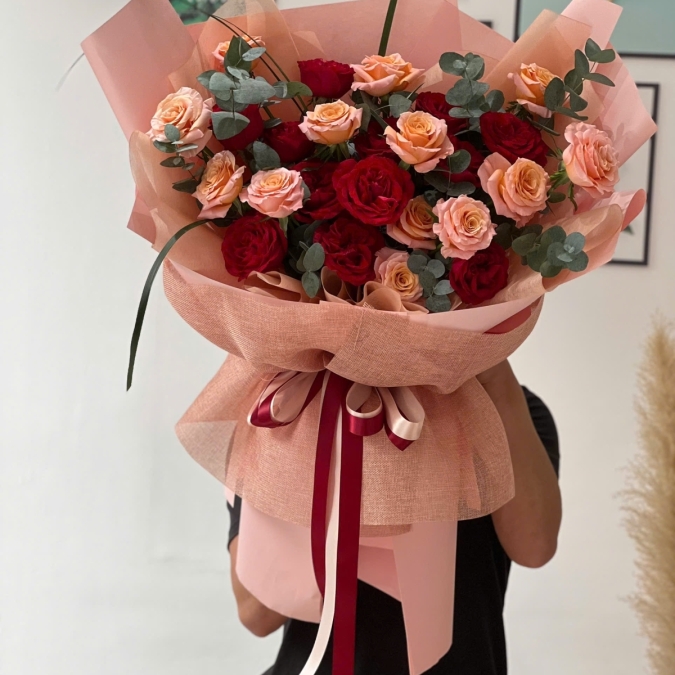 Hoa bó Shimmer mix Ohara đỏ