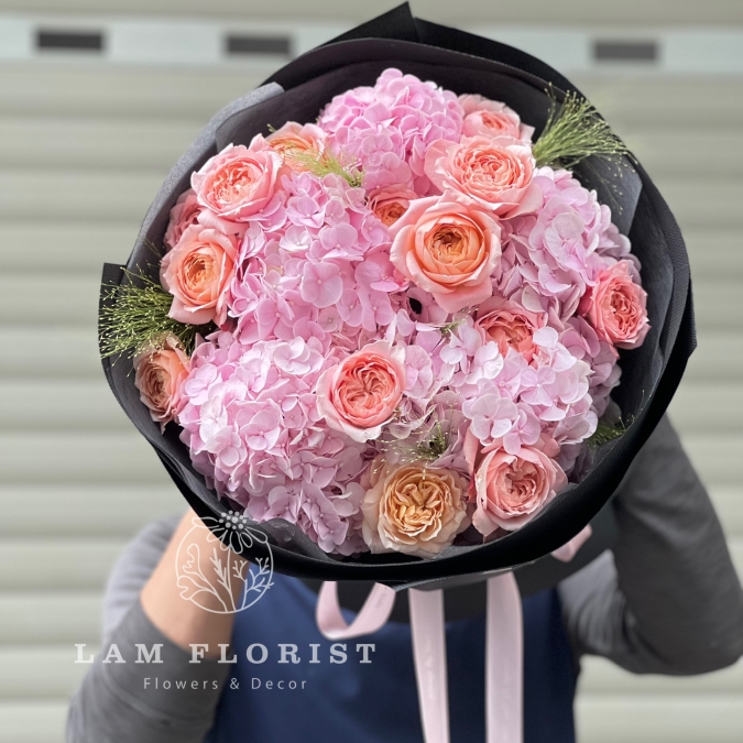 Bó hoa sinh nhật Tú cầu hồng mix Julibee - sang trọng, ấn tượng