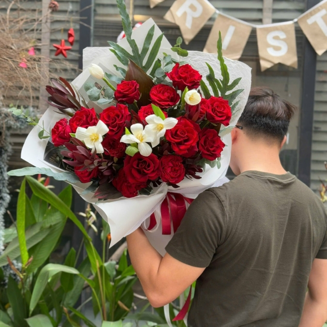 Bó Hoa Sinh Nhật Hồng NHập Khẩu 
