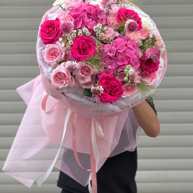 Bó Hoa Chúc Mừng Tone Hồng Mix