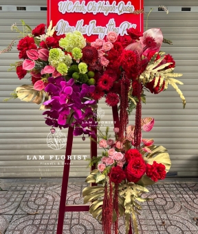 Kệ hoa khai trương Hồng Phát – Bảng chúc mừng cao cấp