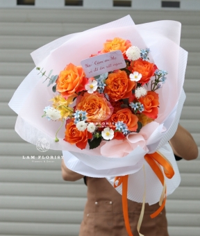 Spirit Glow - Bó Hoa Hồng Cam Rực Rỡ