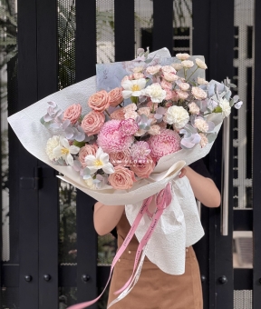 Bó Hoa Tone Hồng Nâu nhẹ nhàng