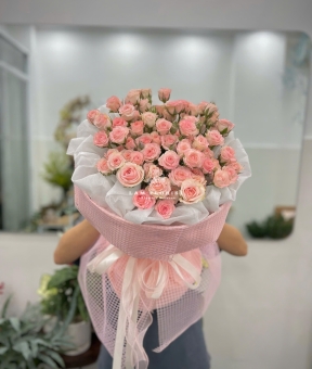 Bó hoa hồng chùm dáng tròn xinh 