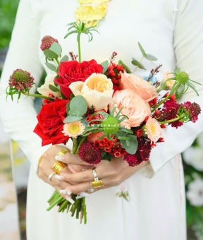 Hoa cưới Tone đỏ mix