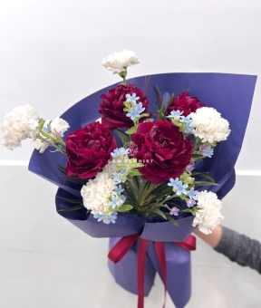 Bó hoa 5 cành Peony Red Grade mix