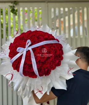 Bó hoa tròn đỏ Ohara 99bông