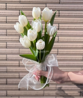Hoa cưới Tulip trắng 9 cành