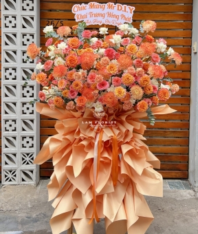 Kệ hoa chúc mừng tone cam 01