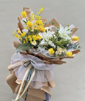 Bó hoa Big size tone trắng vàng mix