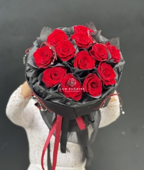 Bó Hoa Nhập Khẩu Tone Đỏ Rực Rỡ 