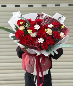 Bó Hoa Đỏ Mix Cúc  Gỗ