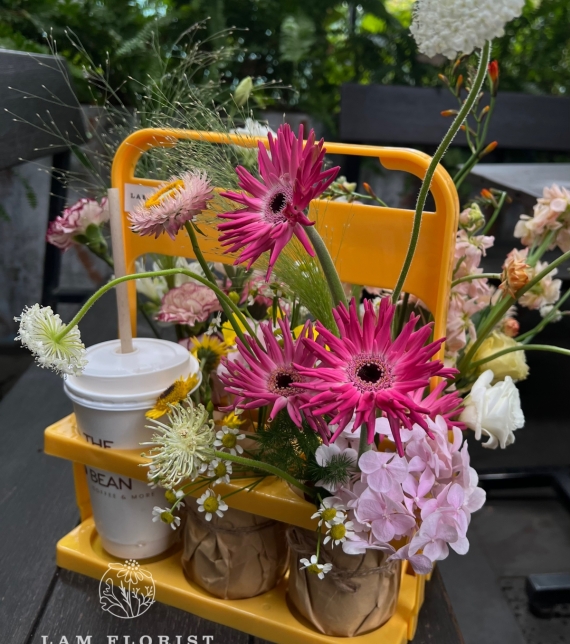 Giỏ xách coffee & flower_giỏ vàng