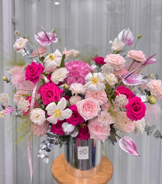 Hộp hoa tone Hồng mix