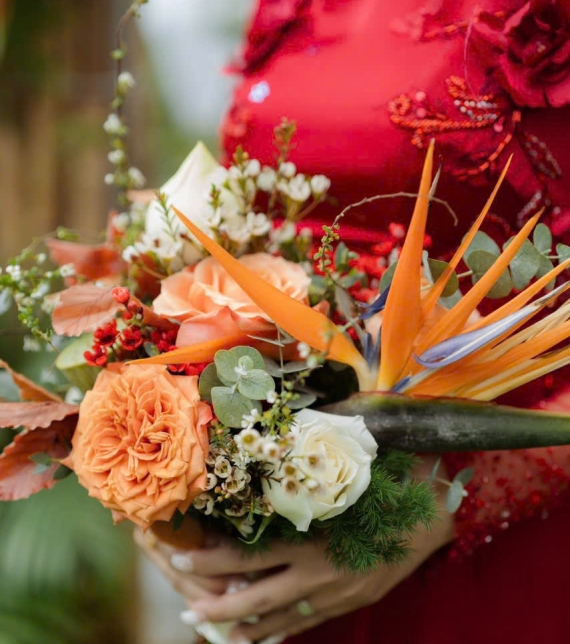 Hoa cưới mix Tone Cam