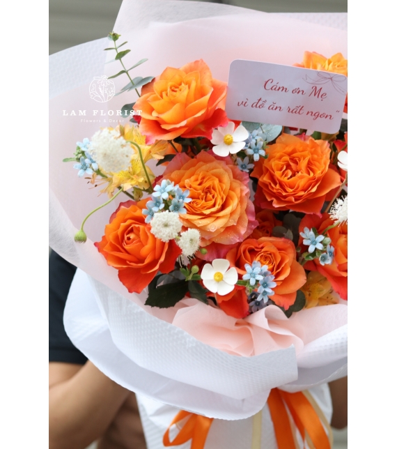 Spirit Glow - Bó Hoa Hồng Cam Rực Rỡ