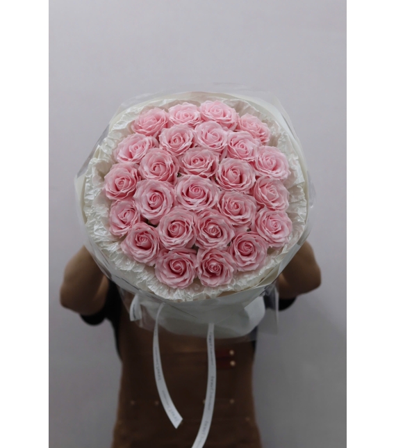 🌸 “Mây Hồng Dịu Dàng – Bó Hoa Sáp Phấn Hồng”