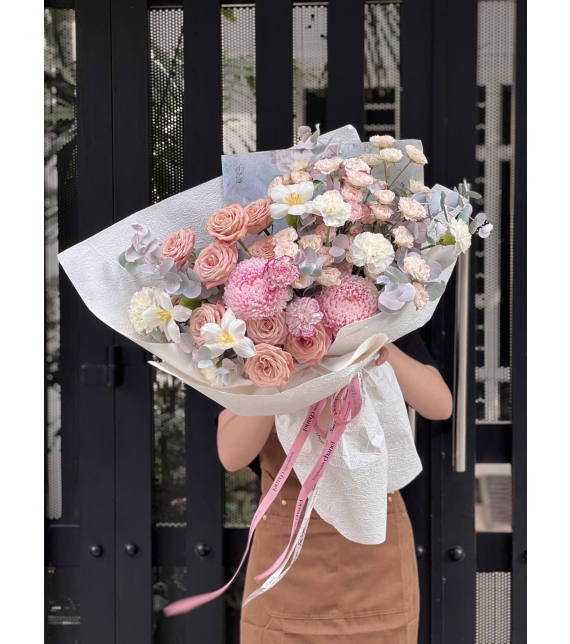 Bó Hoa Tone Hồng Nâu nhẹ nhàng