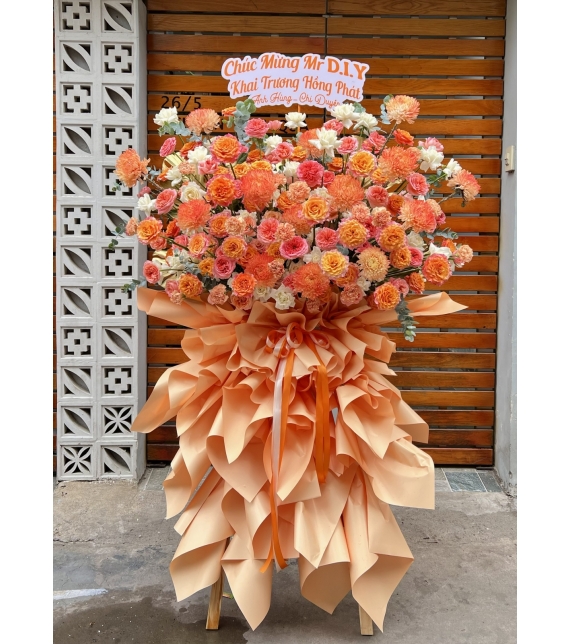 Kệ hoa chúc mừng tone cam 01
