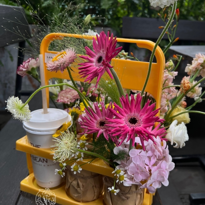 Giỏ xách coffee & flower_giỏ vàng (ly)