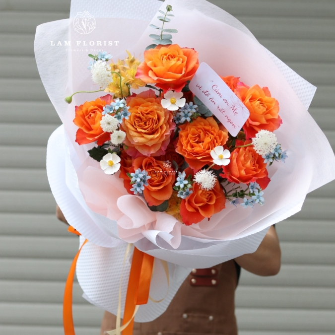 Spirit Glow - Bó Hoa Hồng Cam Rực Rỡ