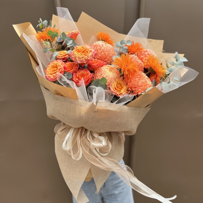 Bó Hoa Sinh Nhật Tone Cam Rực Rỡ