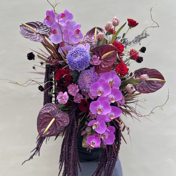 Bình hoa Tím-Đỏ Vintage