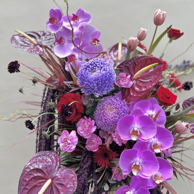 Bình hoa Tím-Đỏ Vintage