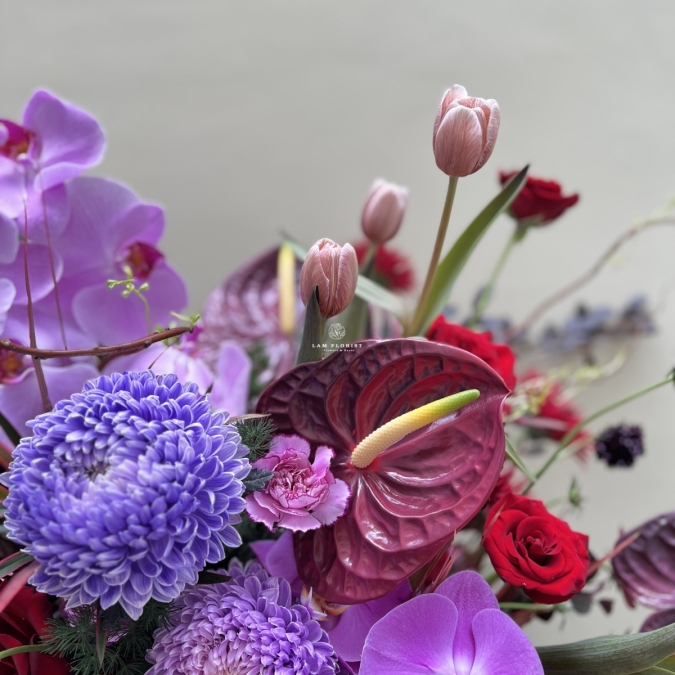 Bình hoa Tím-Đỏ Vintage