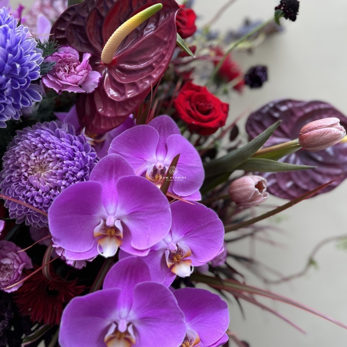 Bình hoa Tím-Đỏ Vintage