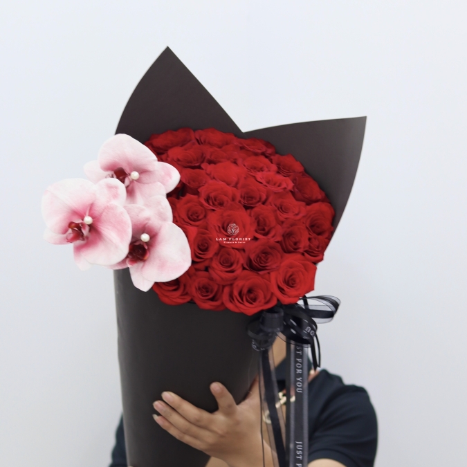 Bó Hoa Chúc Mừng Kem Đỏ