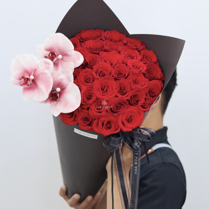 Bó Hoa Chúc Mừng Kem Đỏ