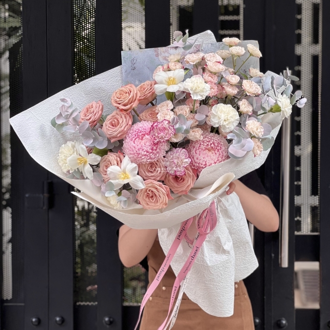 Bó Hoa Tone Hồng Nâu nhẹ nhàng