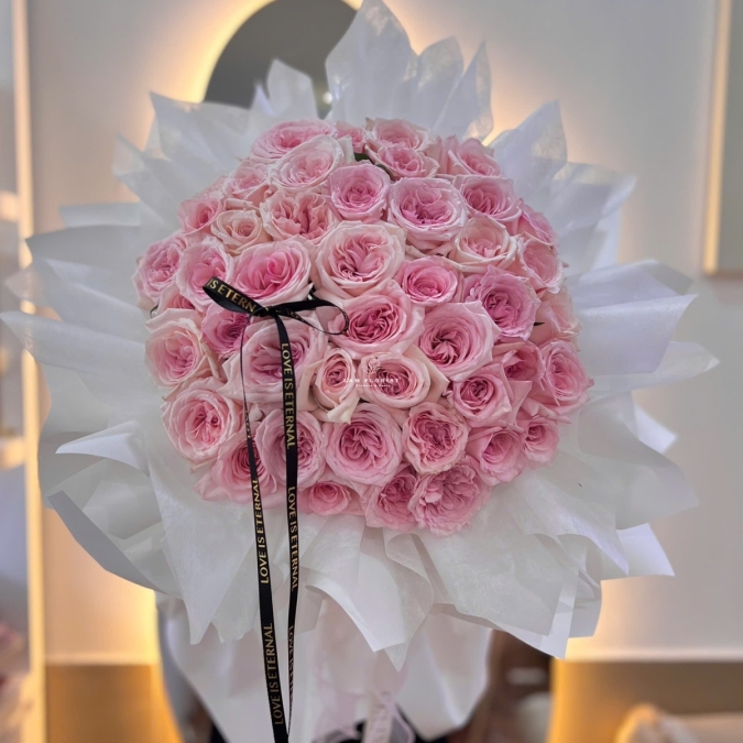 Bó tròn Ohara Hồng 50 bông