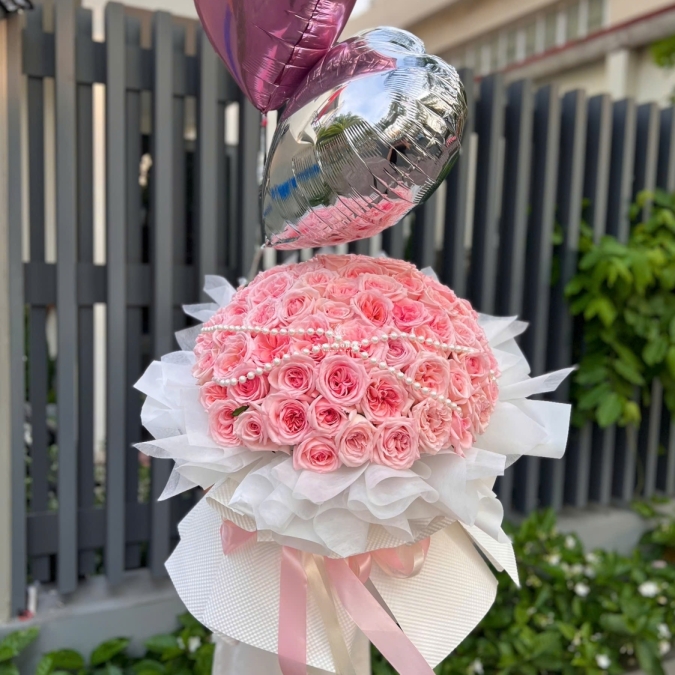 Bó hoa 99 bông hồng Pink Ohara