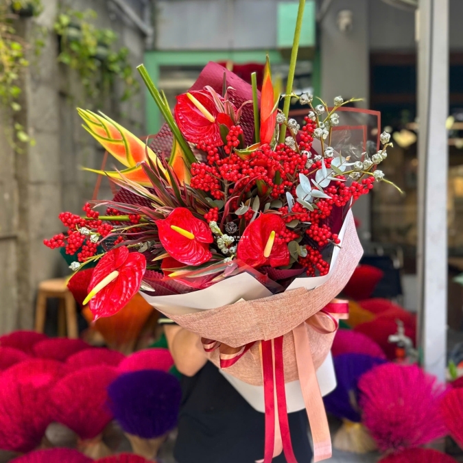 Bó hoa Tết sum vầy