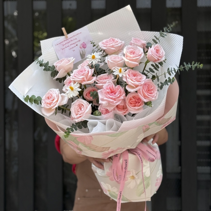 Bó hoa Ohara Hồng xinh xắn, thơm dịu