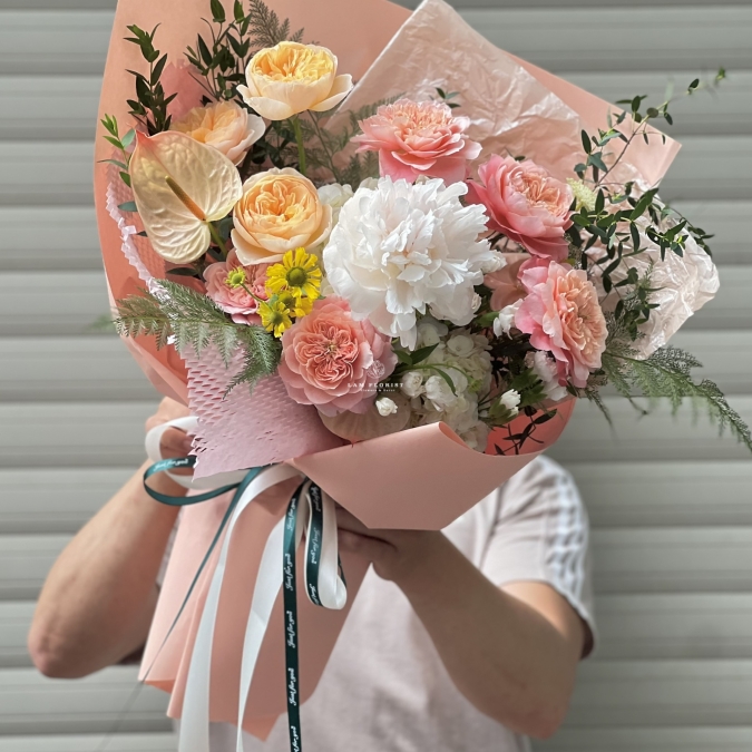 Bó hoa mix tone cam nhẹ nhàng