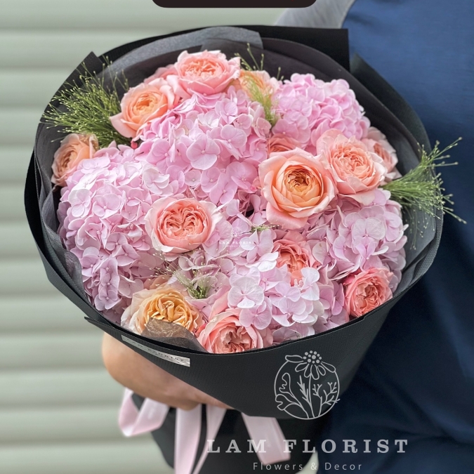 Bó hoa sinh nhật Tú cầu hồng mix Julibee - sang trọng, ấn tượng