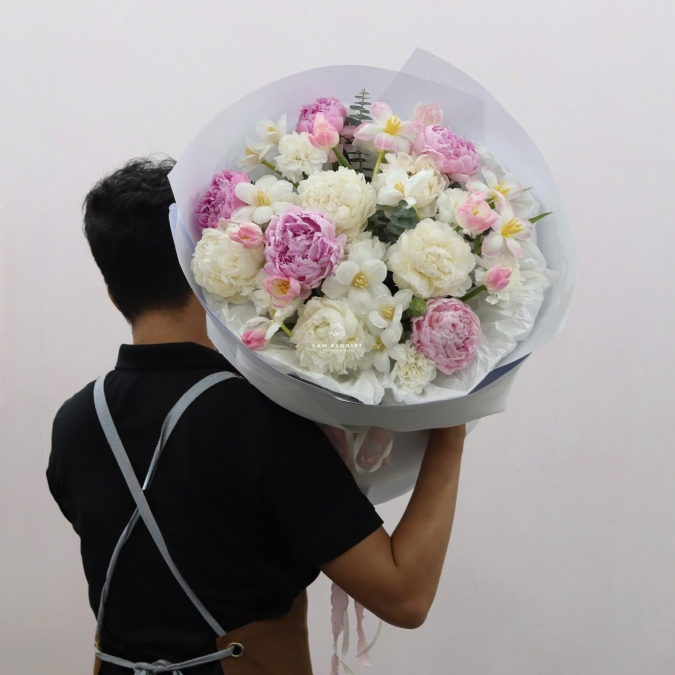 “Peony Nhập Khẩu Trắng Hồng – Thanh Khiết Dịu Êm”