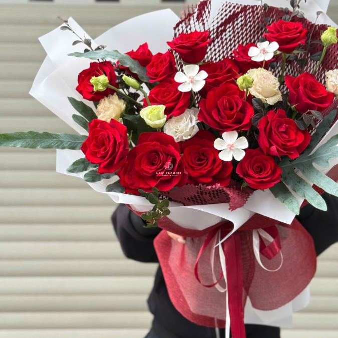 Bó Hoa Đỏ Mix Cúc  Gỗ