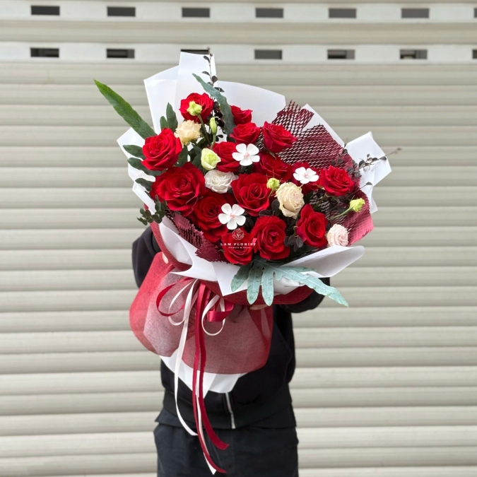 Bó Hoa Đỏ Mix Cúc  Gỗ
